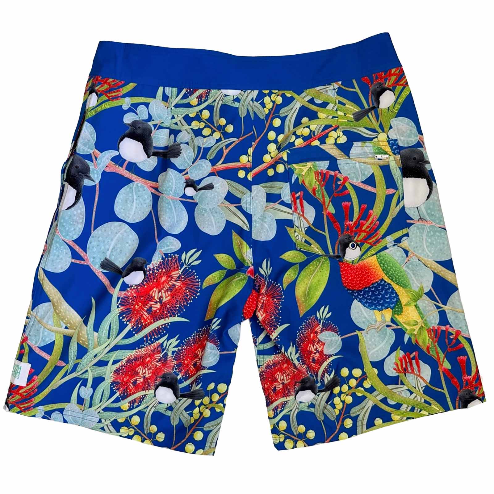 South Beach Boardies Men's Surfer Boardies made by South Beach Boardies from recycled plastic bottles, Djiti Djiti Willy Wagtail back iew