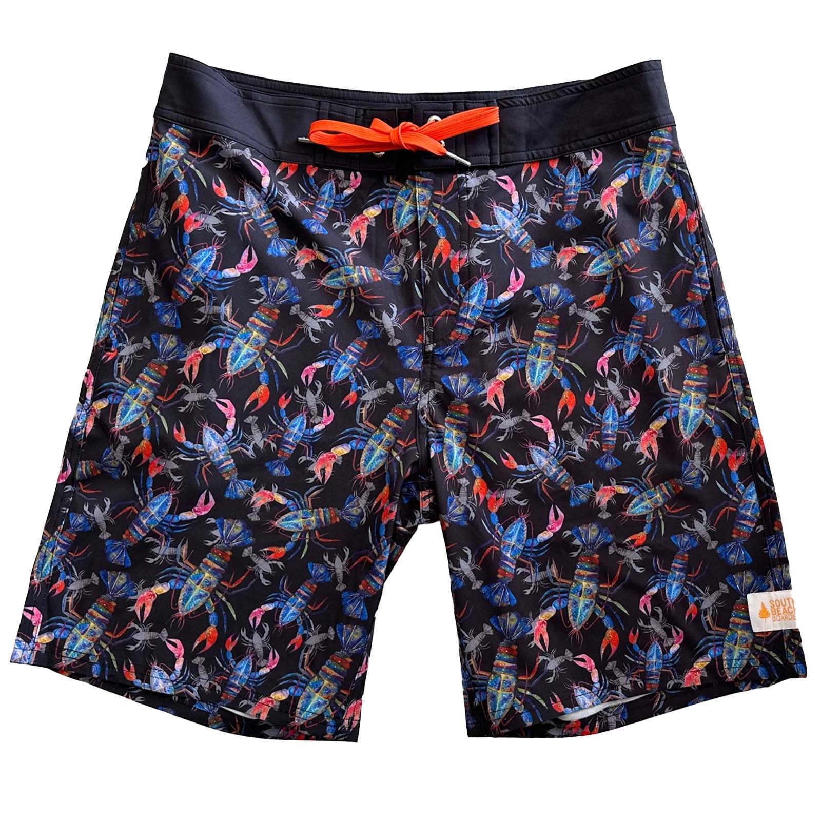 Mens Surfer Boardies from Recycled Plastic Bottles, Rock Lobster print front
