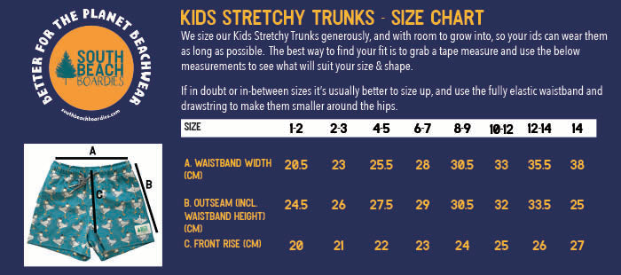 south beach boardies recycled plastic bottles kids size chart