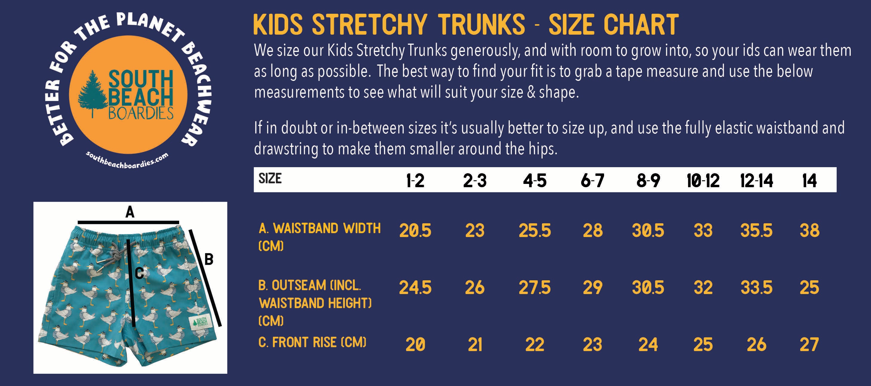 kids stretchy trunks made from recycled plastic bottles by south beach boardies