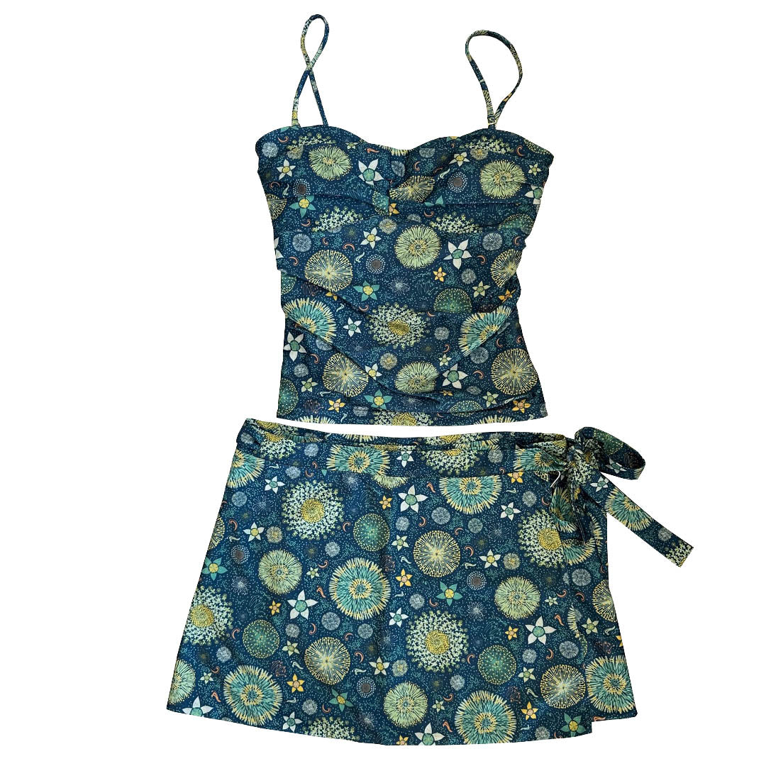 SBB WOMENS Matching Tankini and BEACH SKIRT FROM RECYCLED PLASTIC BOTTLES In Bloom print