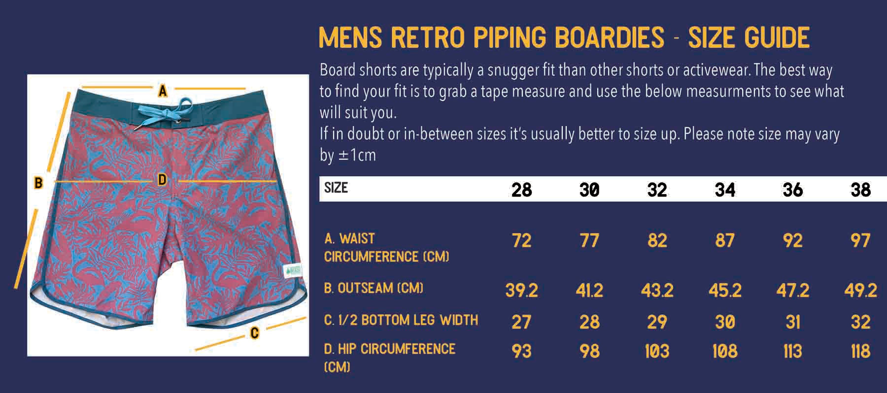 Men's Retro Piping Boardies: Maneki Neko
