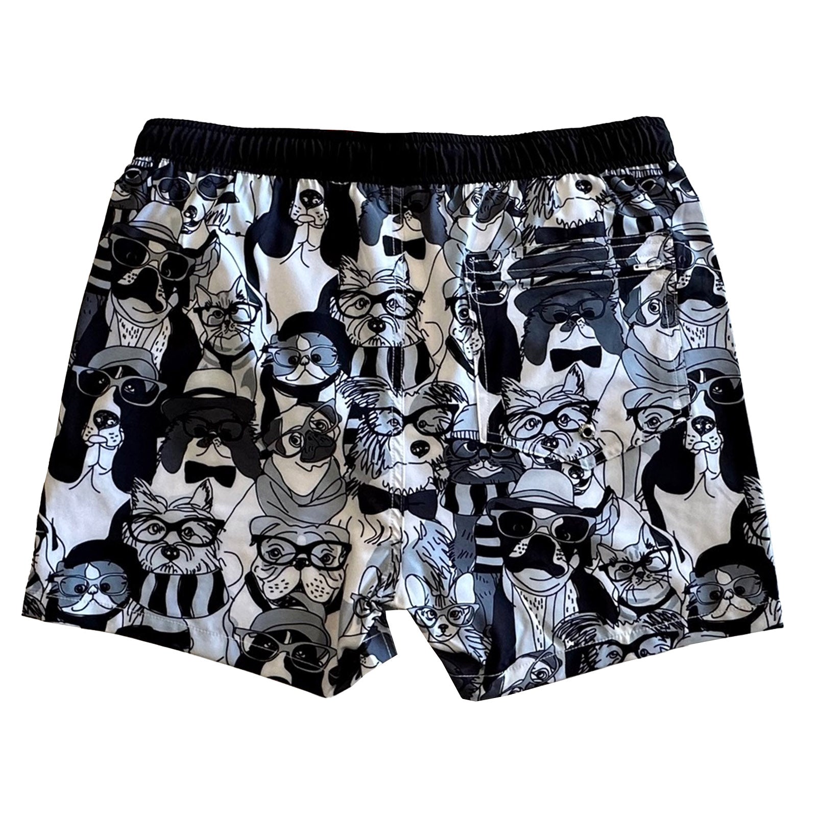 South Beach Boardies Mens Stretchy Trunks made from recycled plastic bottles, Dogs are the best people print, back