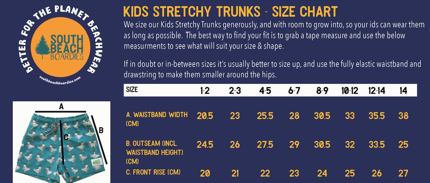 south beach boardies recycled plastic bottles kids size chart