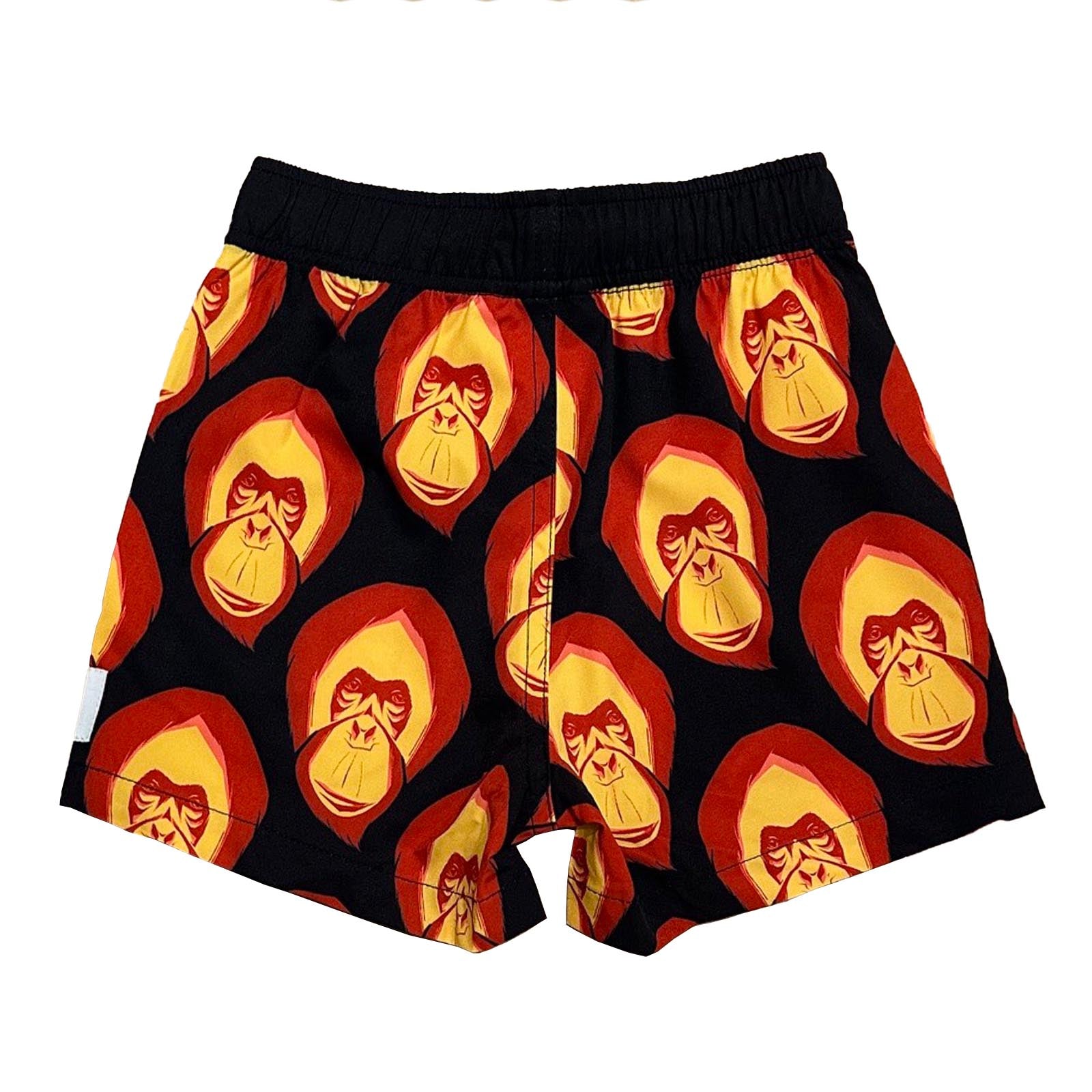 South Beach Boardies Kids Stretchy Trunks made from recycled plastic bottles, Orangutan print back