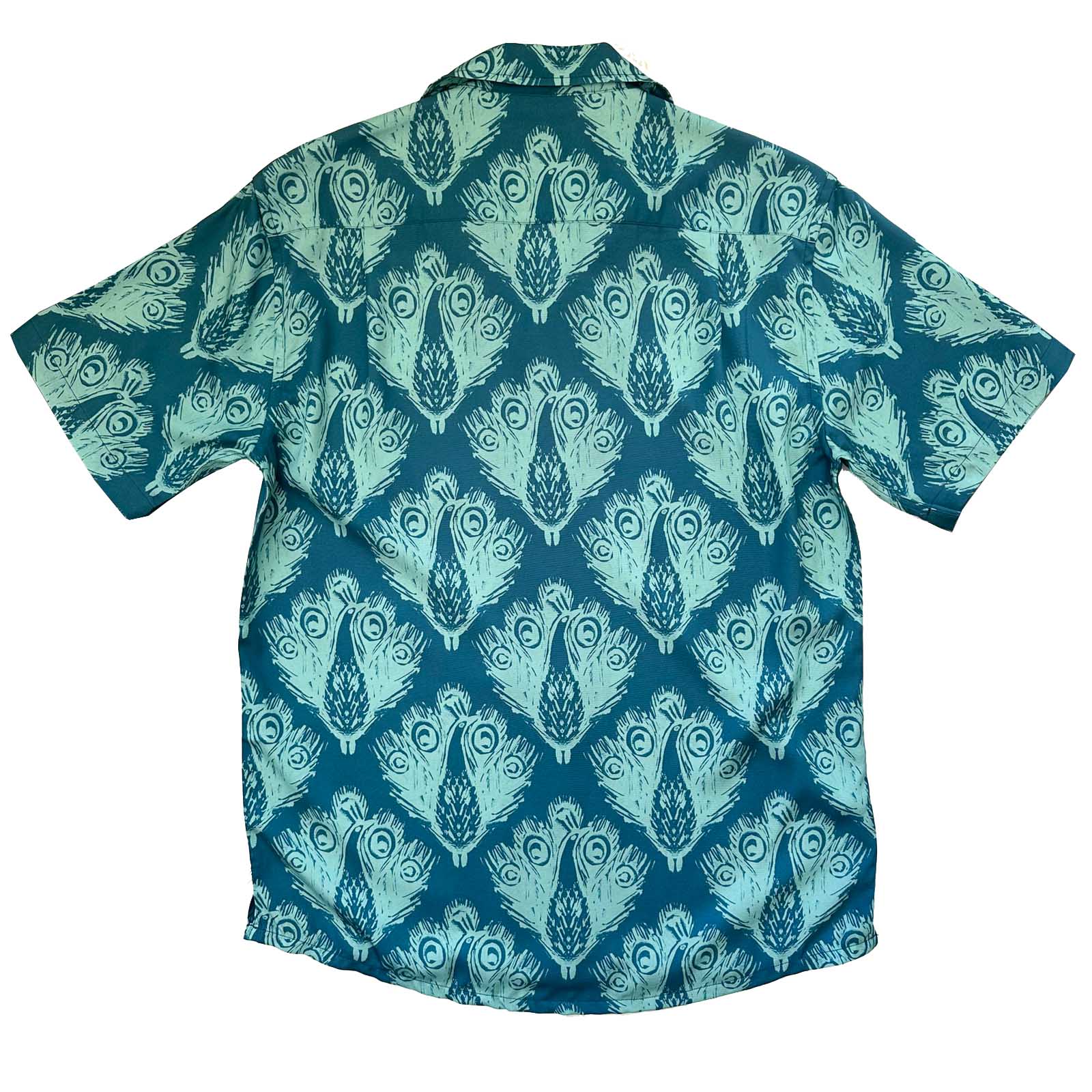 South Beach Boardies Men's Cubano Shirt made from Eucalyptus Tencel in Peacock Blue, back view