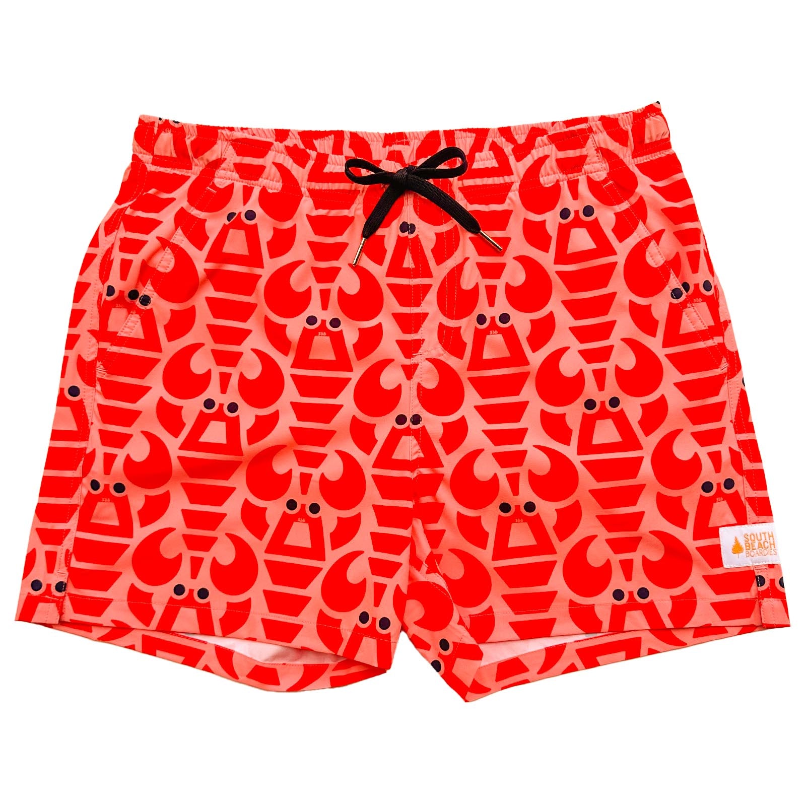 South Beach Boardies Men's Stretchy Trunks made from recycled plastic bottles, Big Red Lobster front print