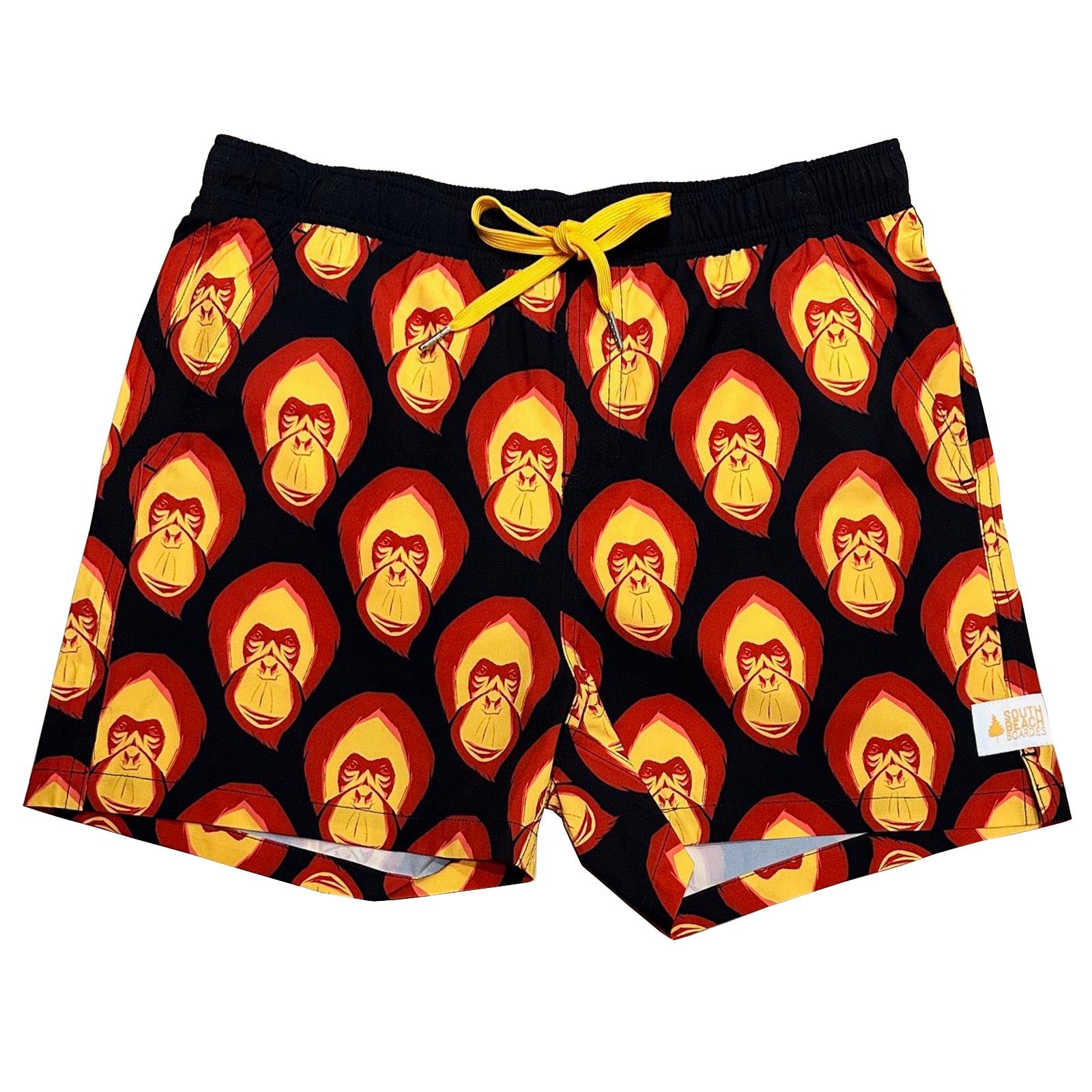 South Beach Boardies Men's Stretchy Trunks made from recycled plastic bottles, Orangutan front