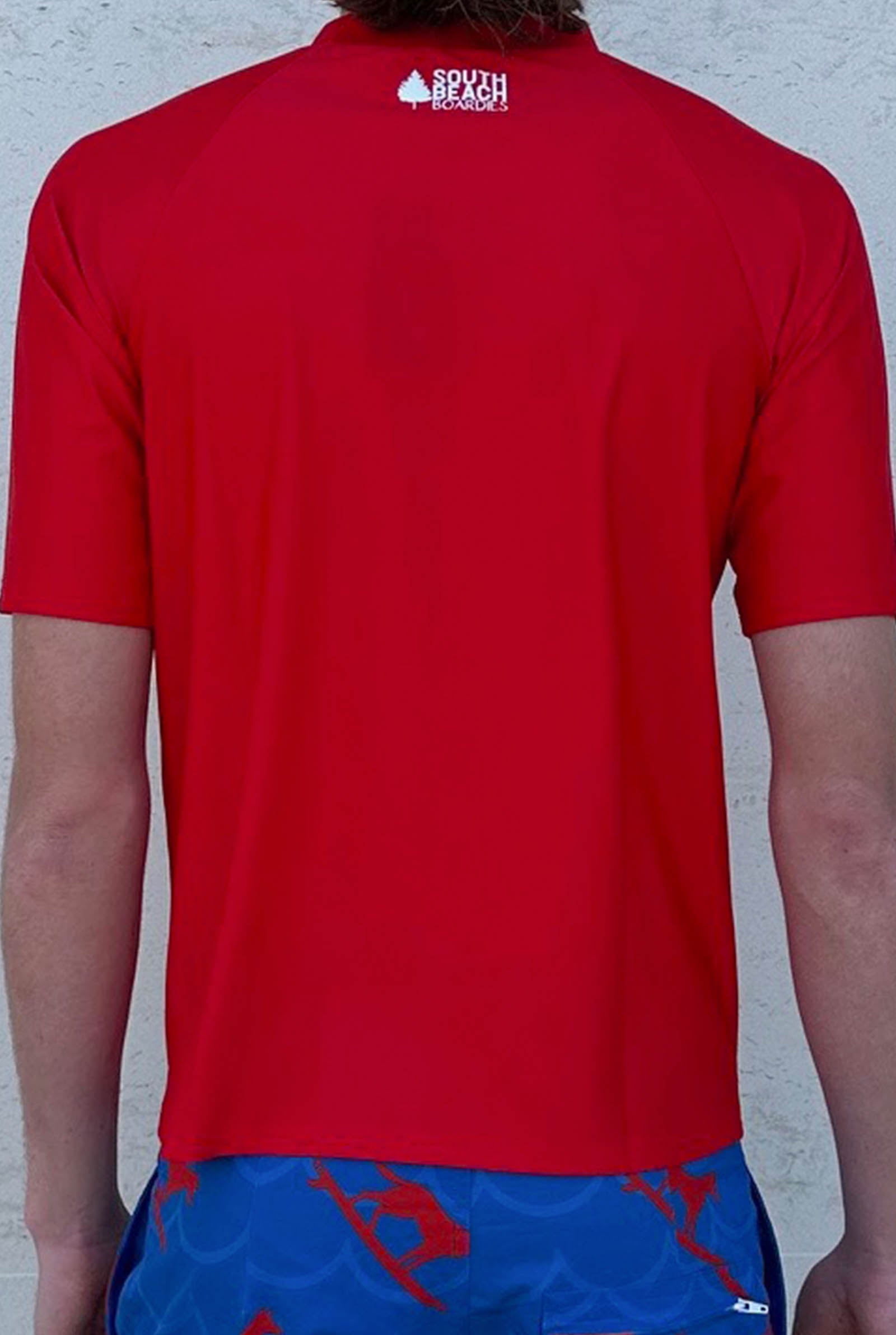 South Beach Boardies UPF50+ Recycled Rashie, Dingo Red colour, back view