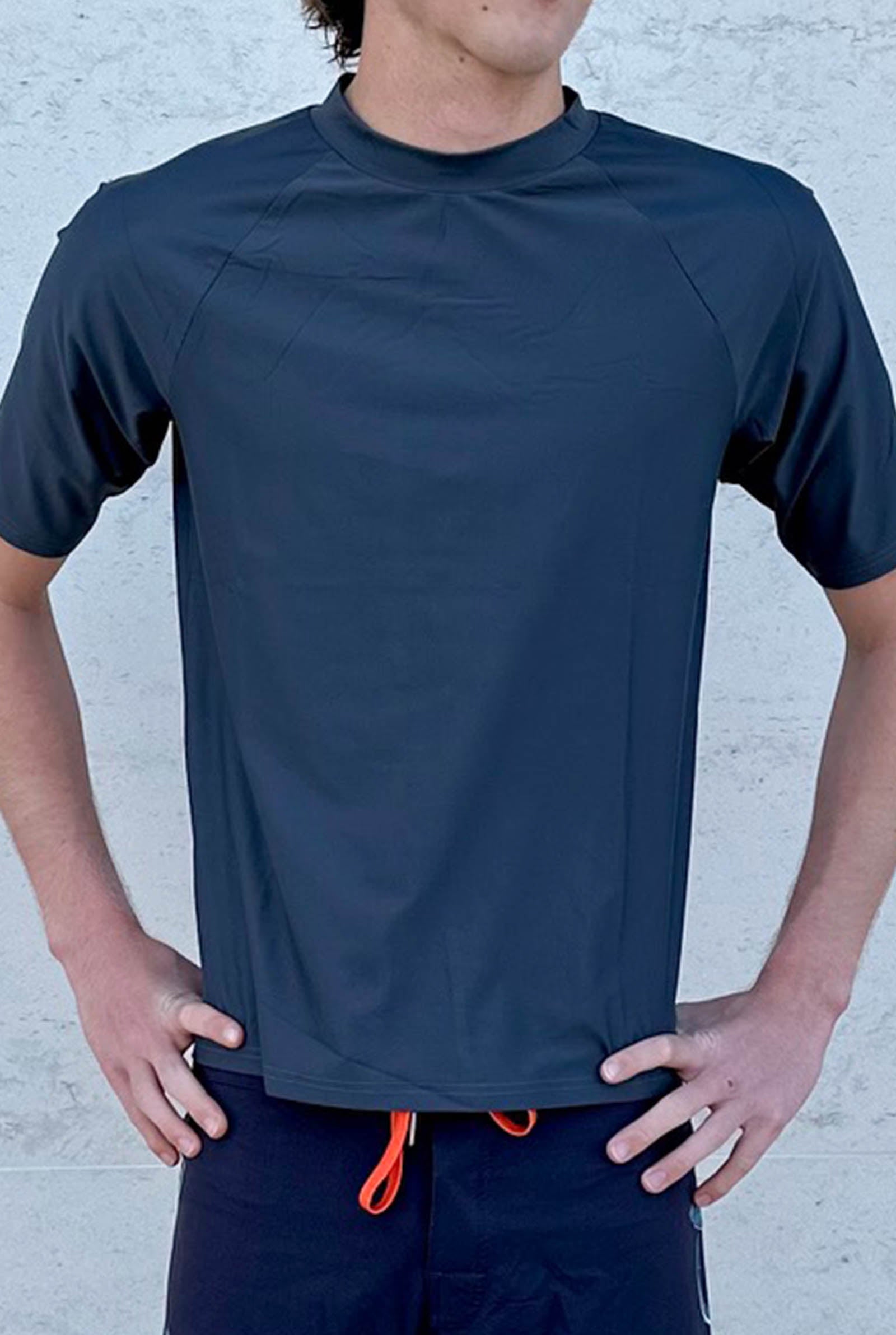 South Beach Boardies UPF50+ Recycled Rashie, Titanium Grey colour, front view.