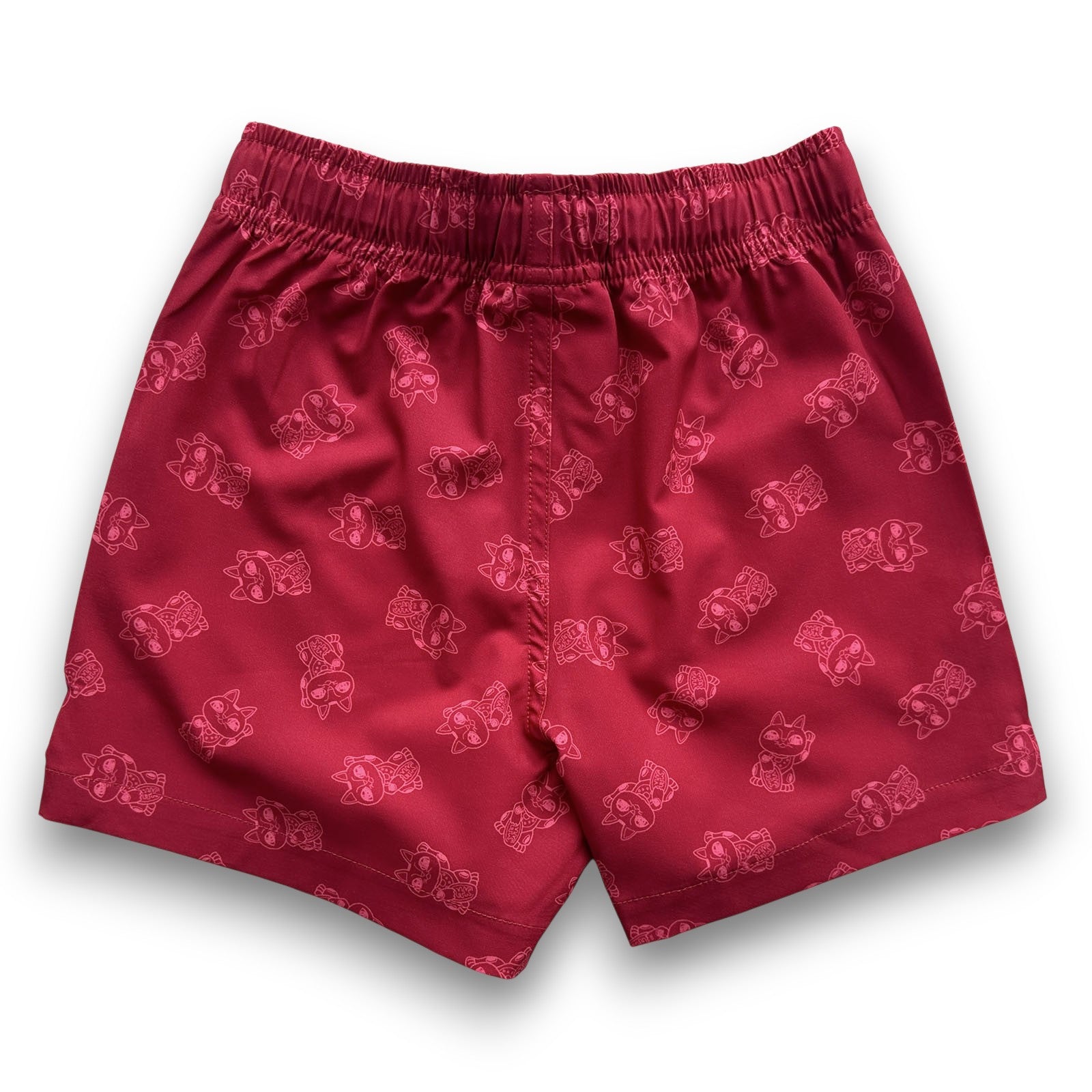 South Beach Boardies KIDS Stretchy Trunks made from recycled plastic bottles, LUCKY CAT print BACK VIEW