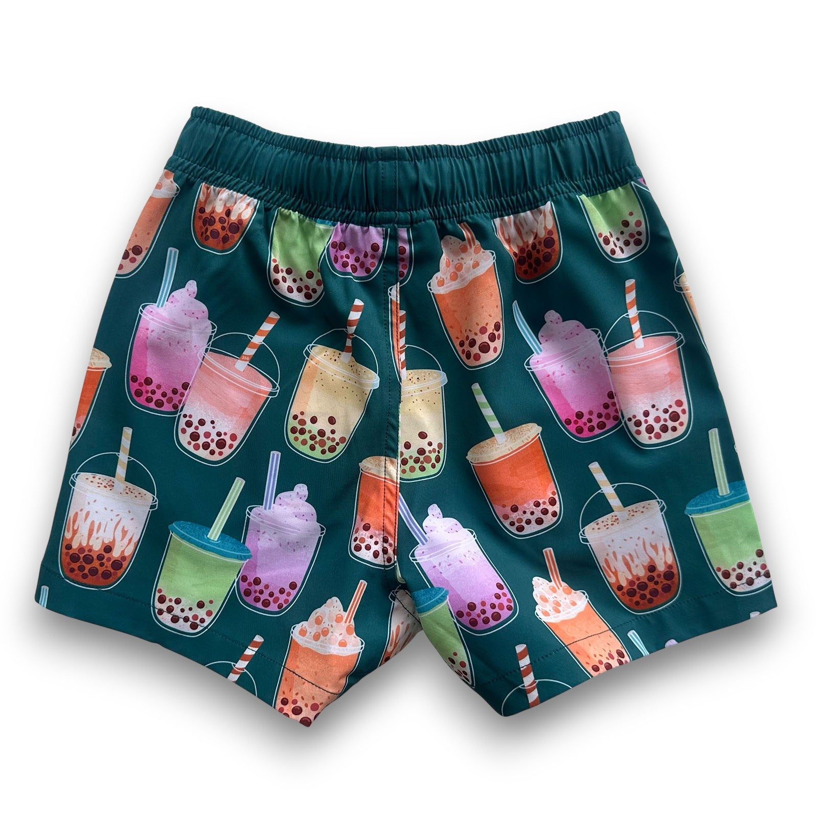 South Beach Boardies KIDS Stretchy Trunks made from recycled plastic bottles, BOBA PRINT BACK VIEW