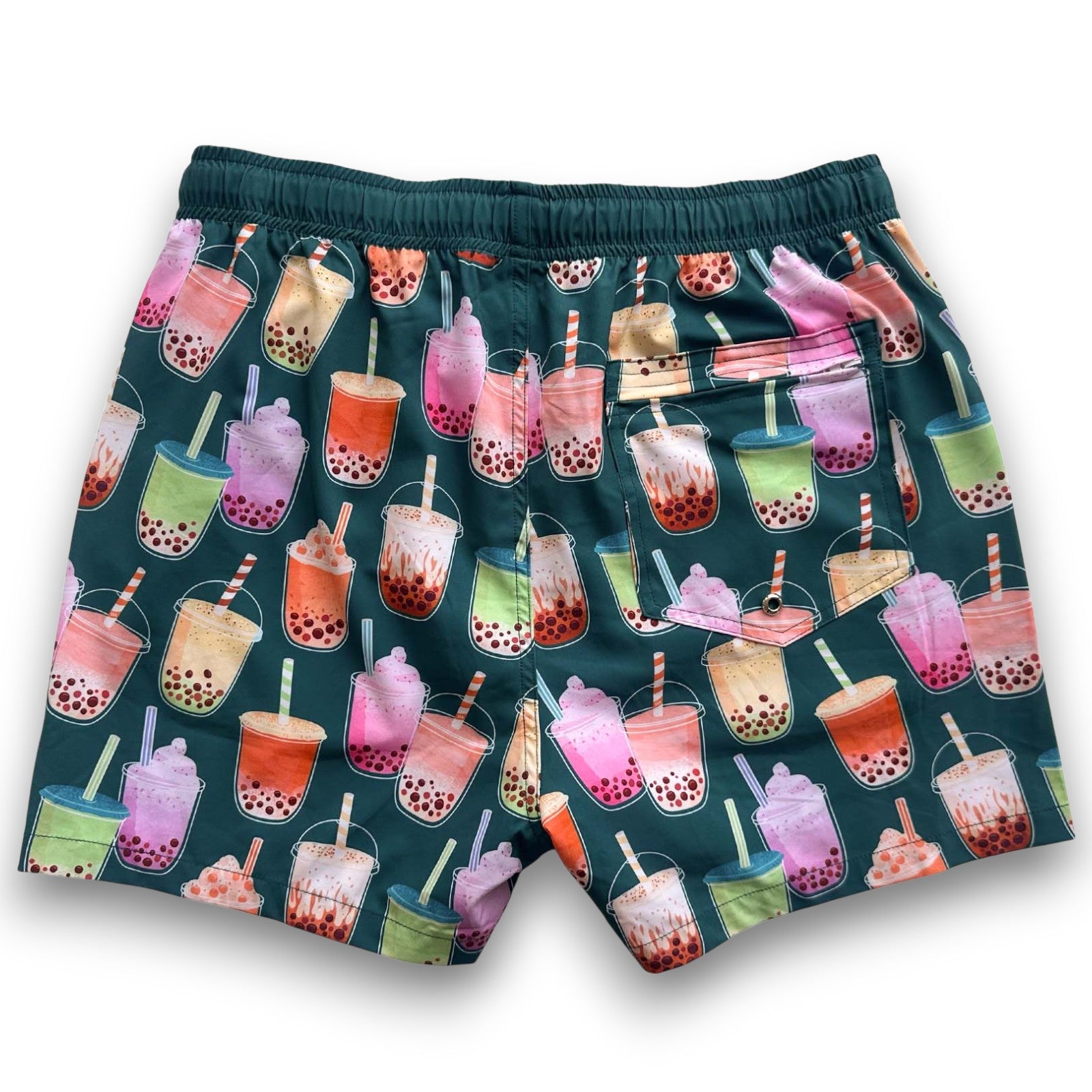 South Beach Boardies Mens Stretchy Trunks made from recycled plastic bottles, BOBA print back view