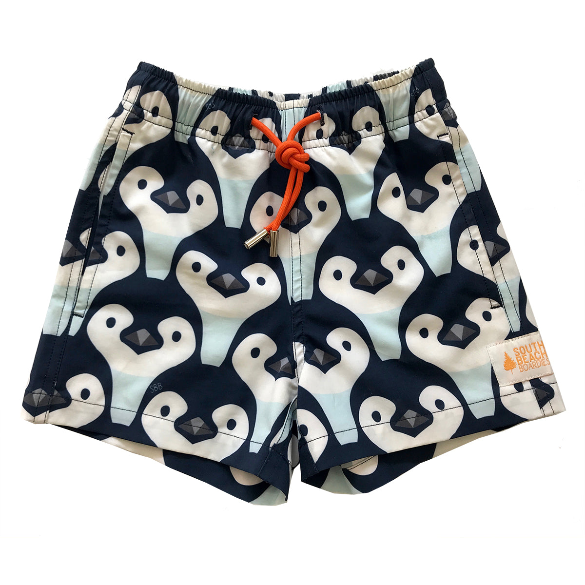 KIDS STRETCHY TRUNKS from Recycled Plastic Bottles, PENGUIN PARADE, FRONT