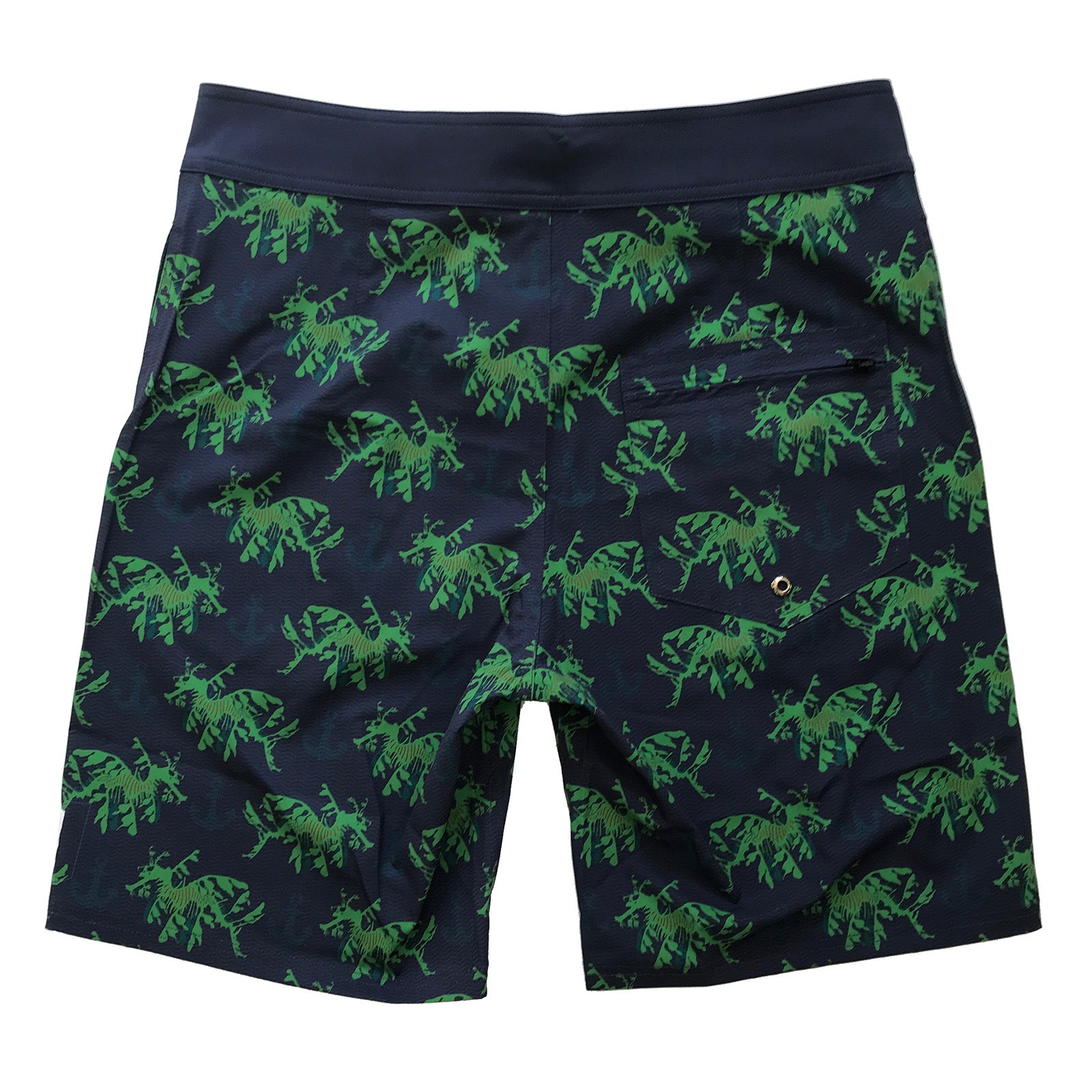 Mens Surfer Boardies from Recycled Plastic Bottles, Leafy Seadragon, back
