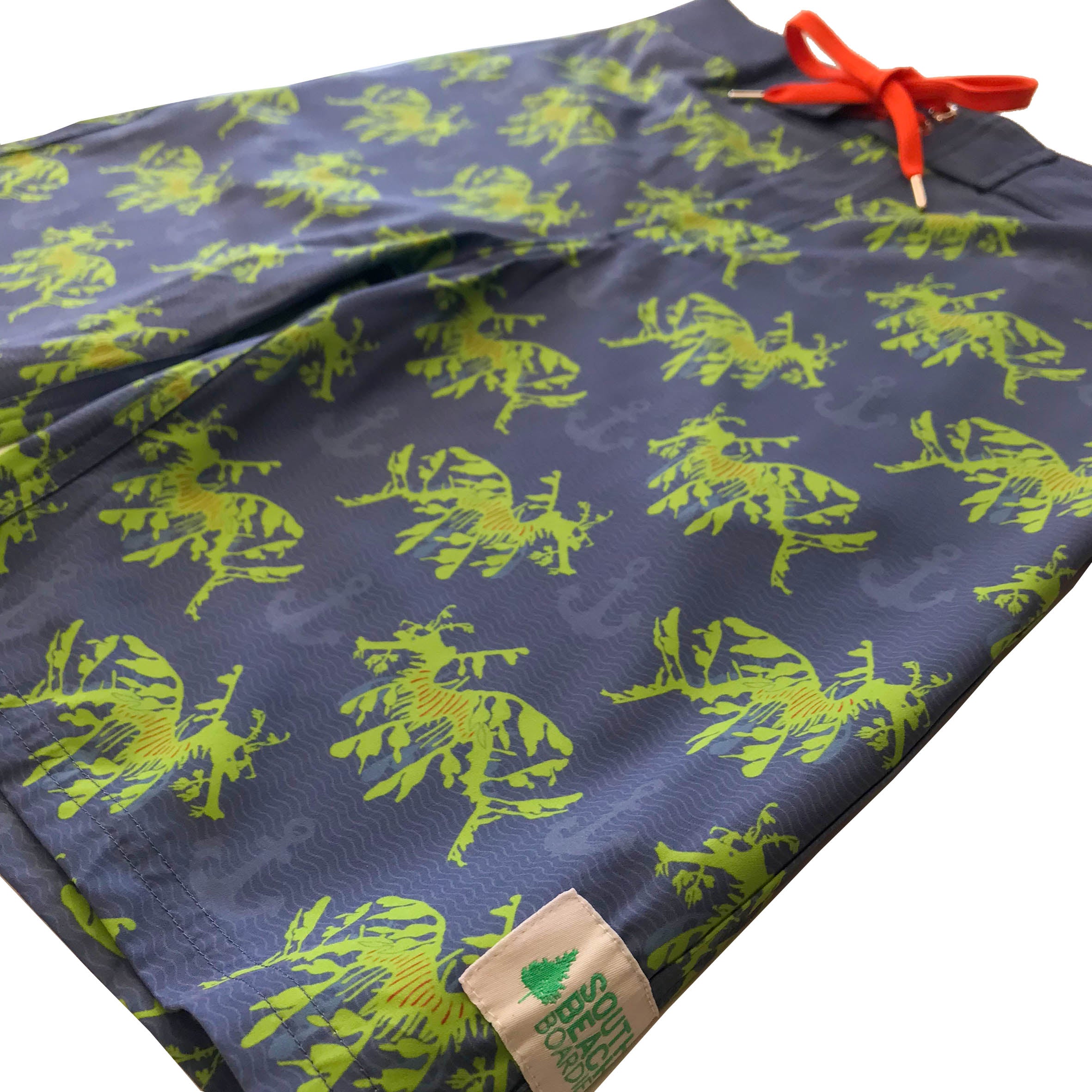Mens Surfer Boardies from Recycled Plastic Bottles, New Leafy Seadragon side
