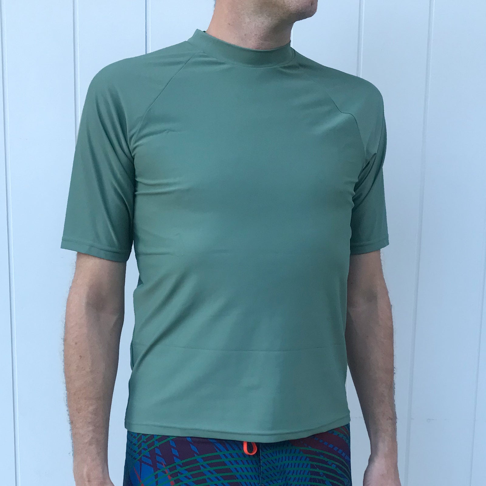 SOUTH BEACH BOARDIES MENS RECYCLED RASHIE, ARMY, FRONT