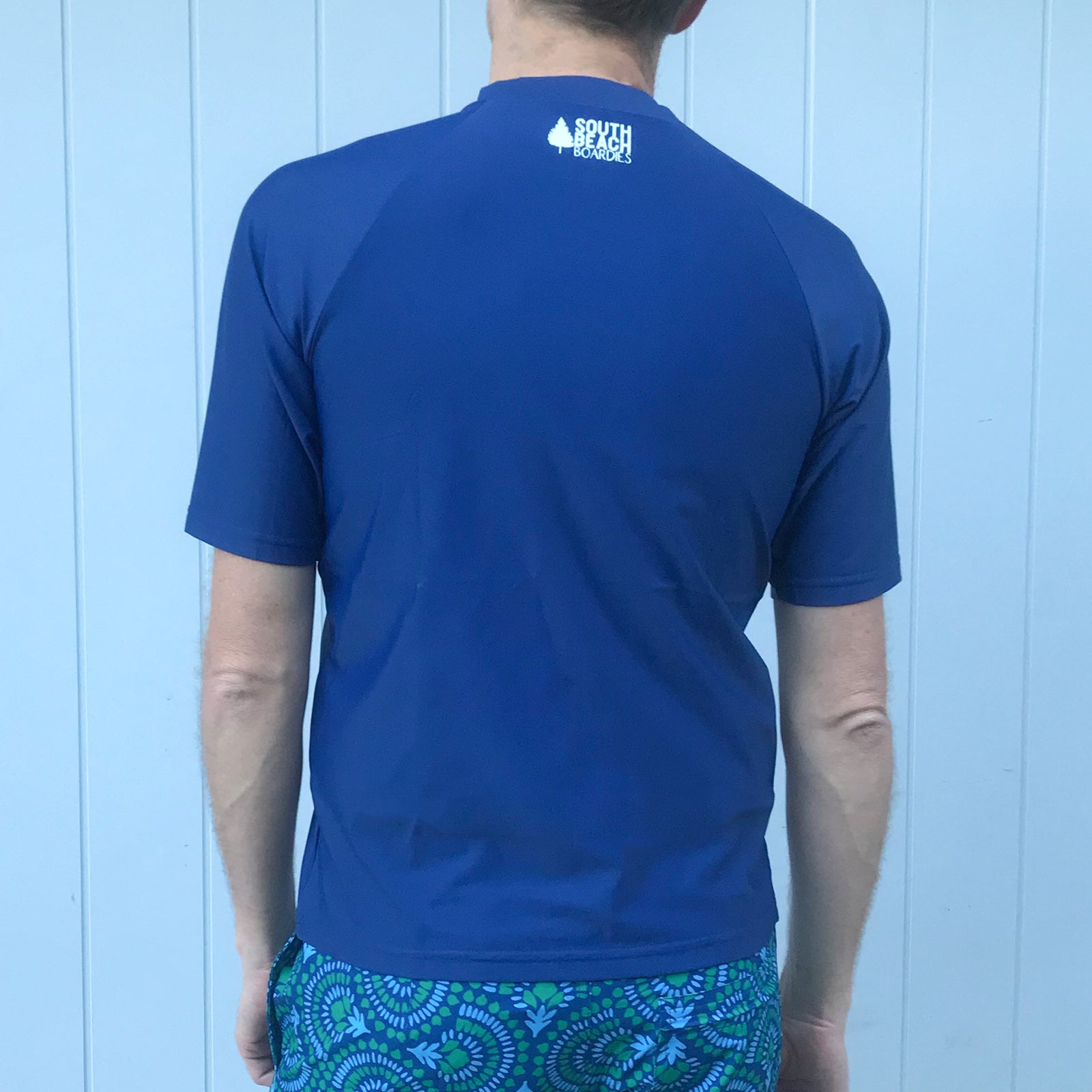 SOUTH BEACH BOARDIES MENS RECYCLED RASHIE, NAVY, back