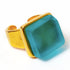 Smart Glass Cube Ring: Aqua / Gold