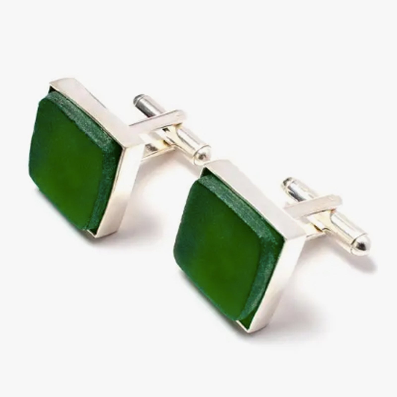 Smart Glass Silver Cufflinks made from recycled wine bottles