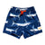 South Beach Boardies Kids Stretchy Trunks made from recycled plastic bottles, Swordfish print, front.