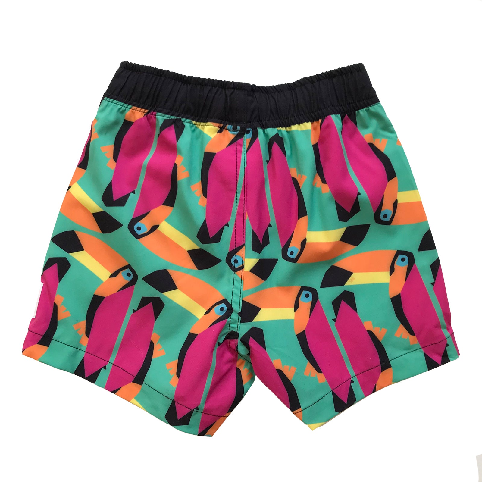 South Beach Boardies Kids Stretchy Trunks made from recycled plastic bottles, Toucan print, back