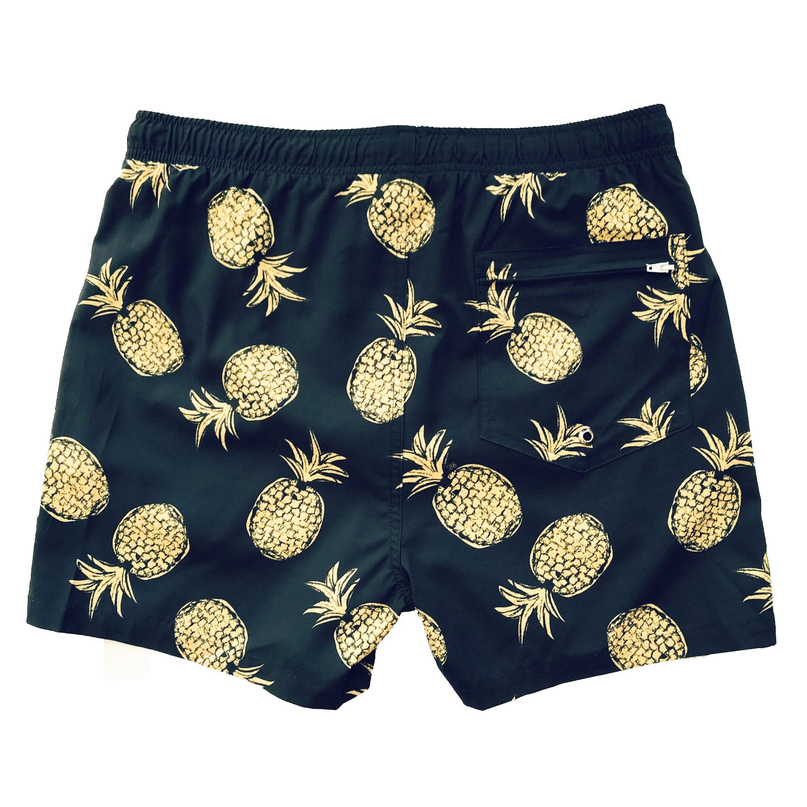 South Beach Boardies Men Stretchy Trunksmade from recycled plastic bottles_Gold Pineapples back