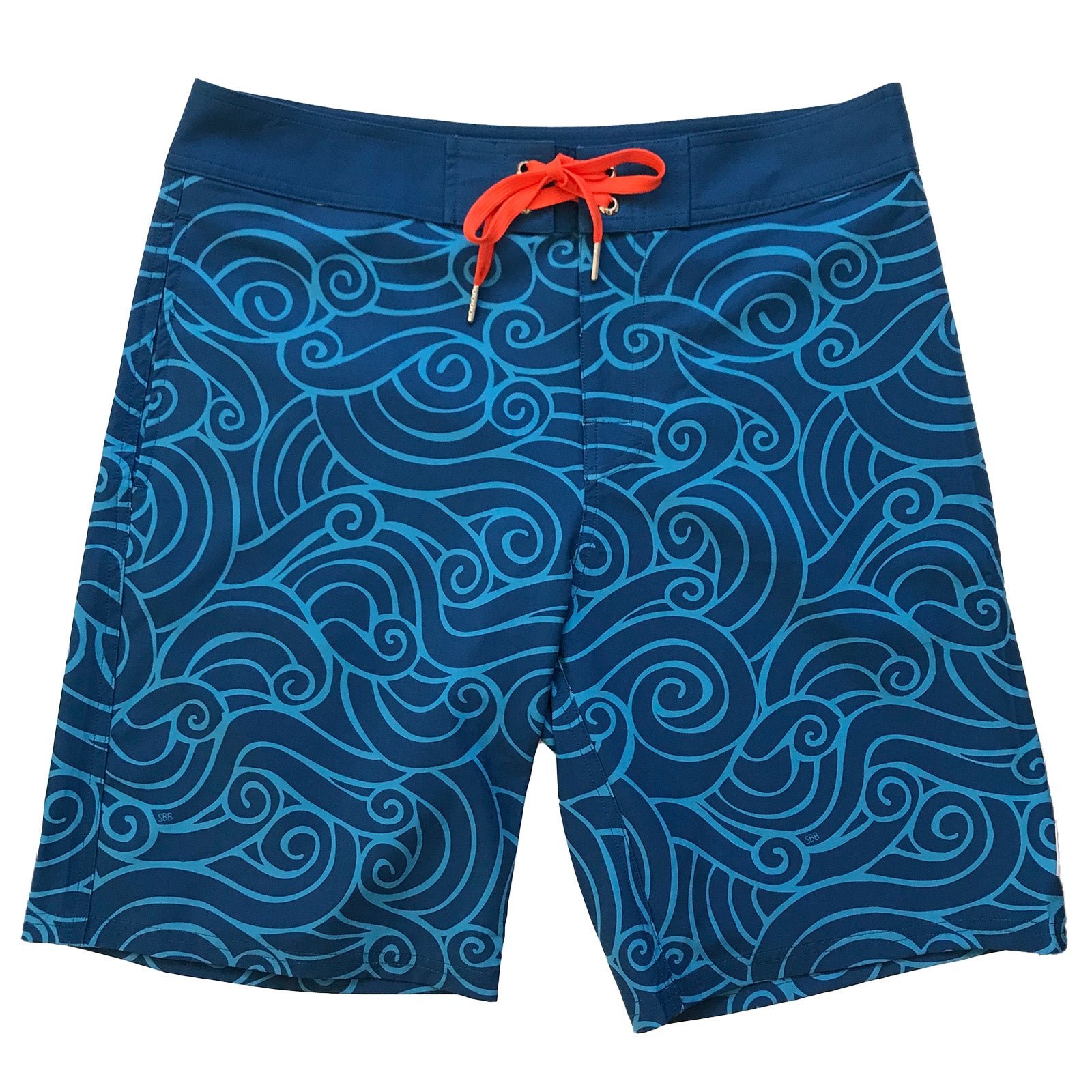 South Beach Boardies Men's Surfer Boardies made from recycled plastic bottles, Waves for Days print, front