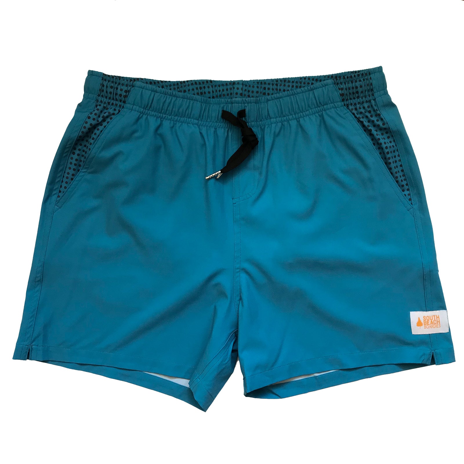 South Beach Boardies Mens Stretchy Solid-Colour Trunks made from recycled plastic bottles, OCEAN BLUE colour, front