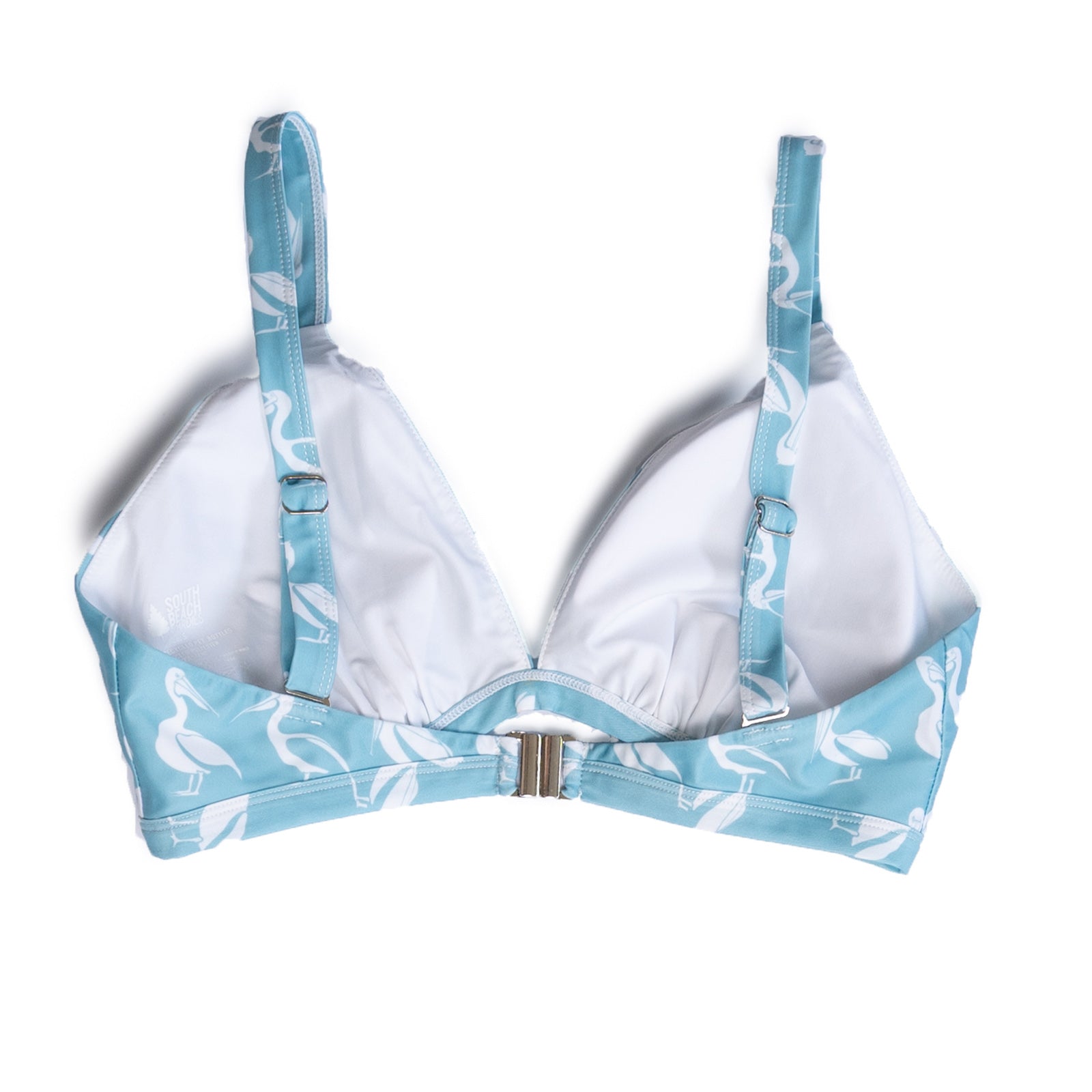 South Beach Boardies Women's Pelican Briefs Vintage Bikini Top, made from recycled plastic bottles. alternate back view.
