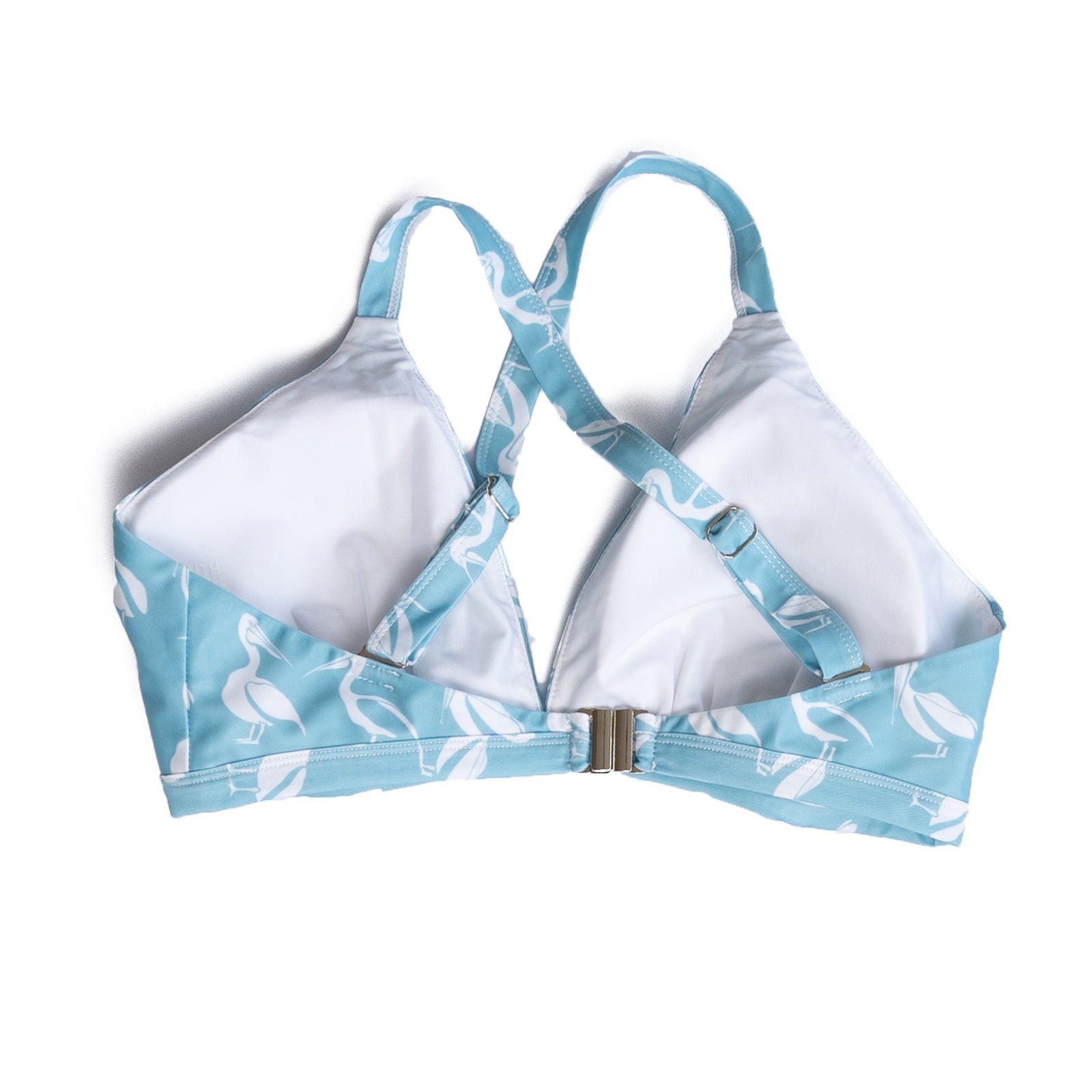 South Beach Boardies Women's Pelican Briefs Vintage Bikini Top, made from recycled plastic bottles. back view.
