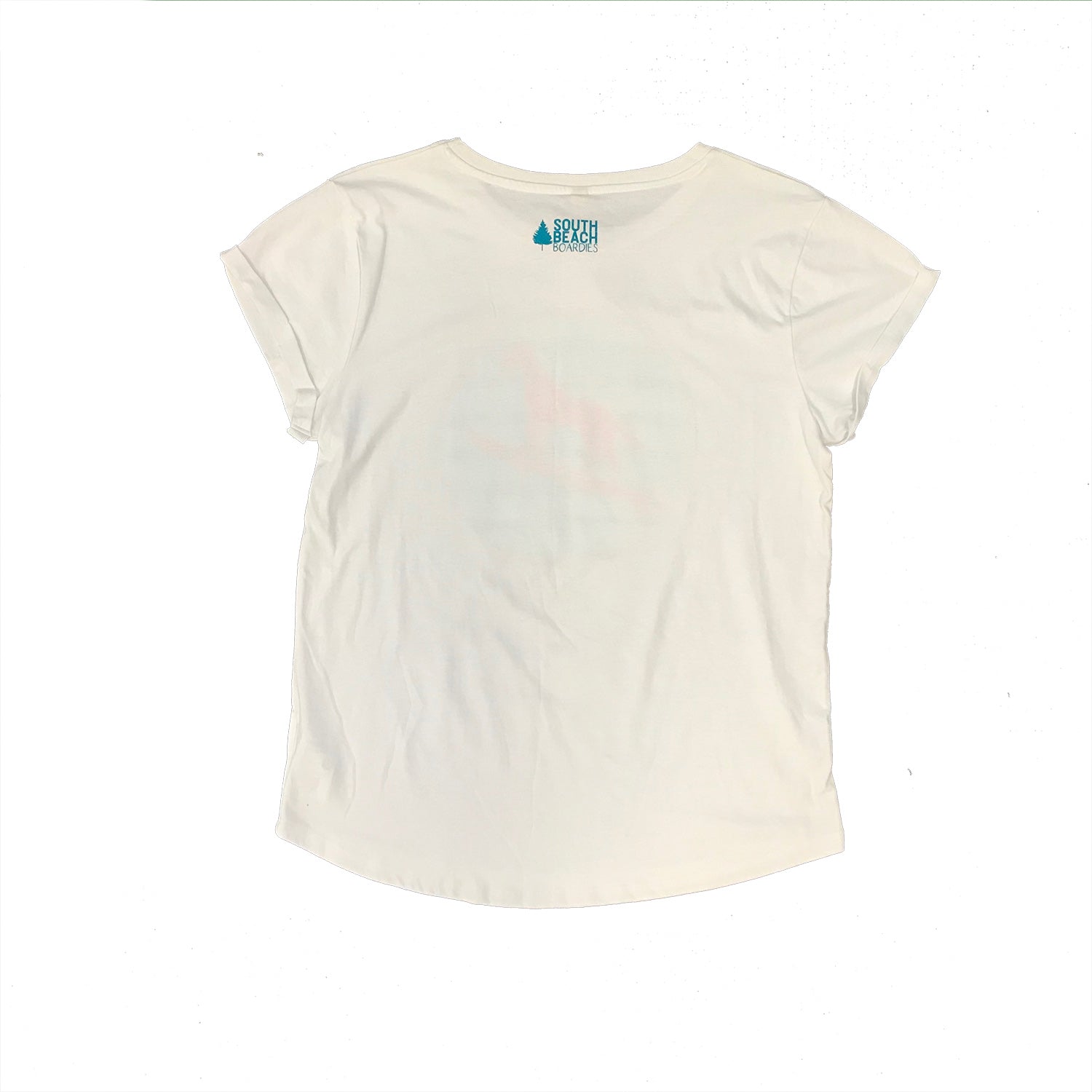 South Beach Boardies Women's recycled roll sleeved tshirt dingo white back