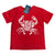 South Beach Boardies RED  kids organic tshirt ocean pollution makes me crabby, front