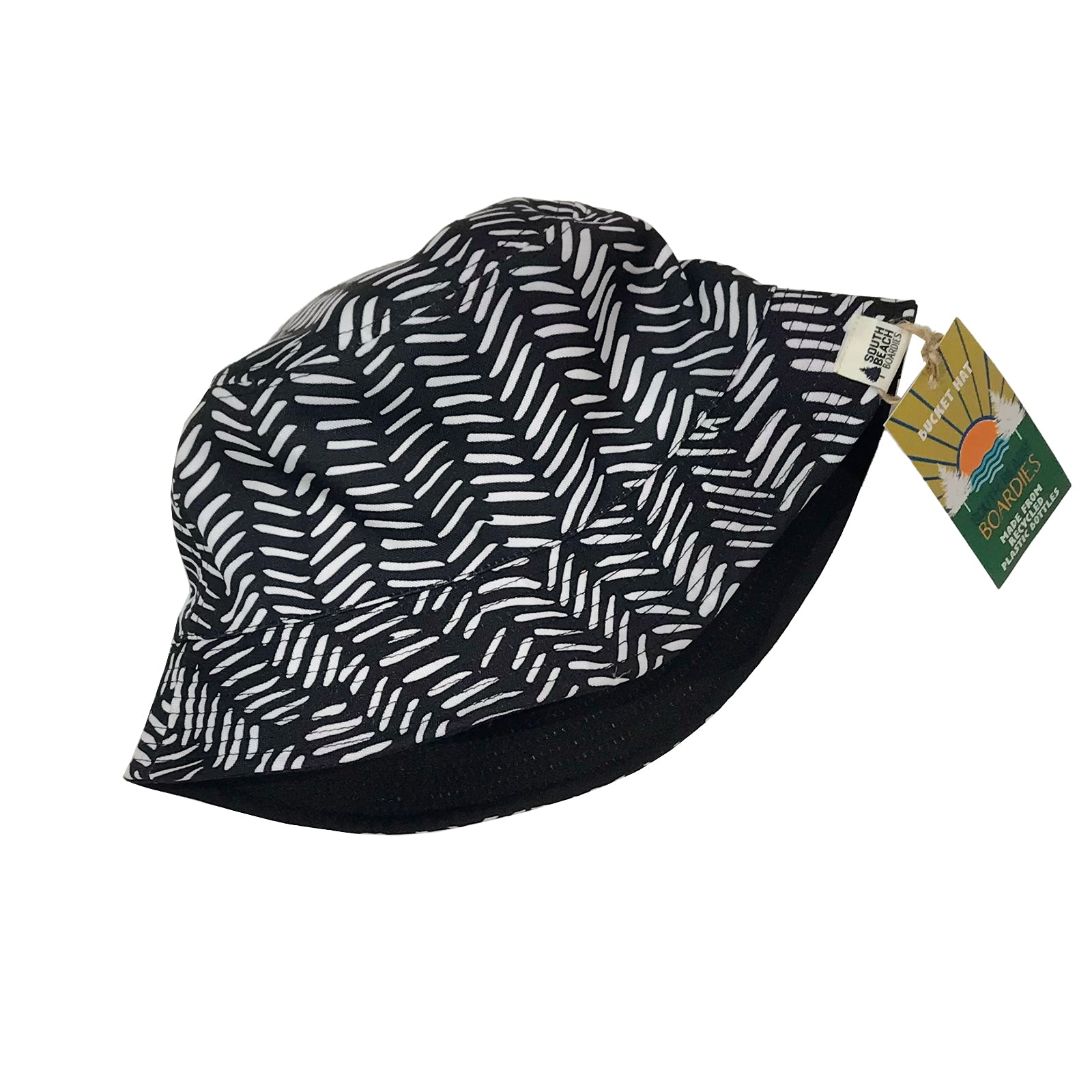 South Beach Boardies reversible bucket hat from recycled plastic bottles, Tribal print side.jpg