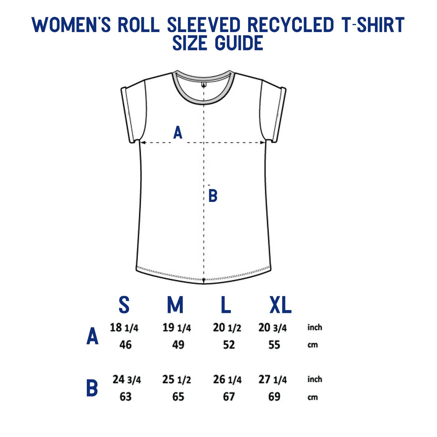 South Beach Boardies Women's recycled roll sleeved t-shirt size guide