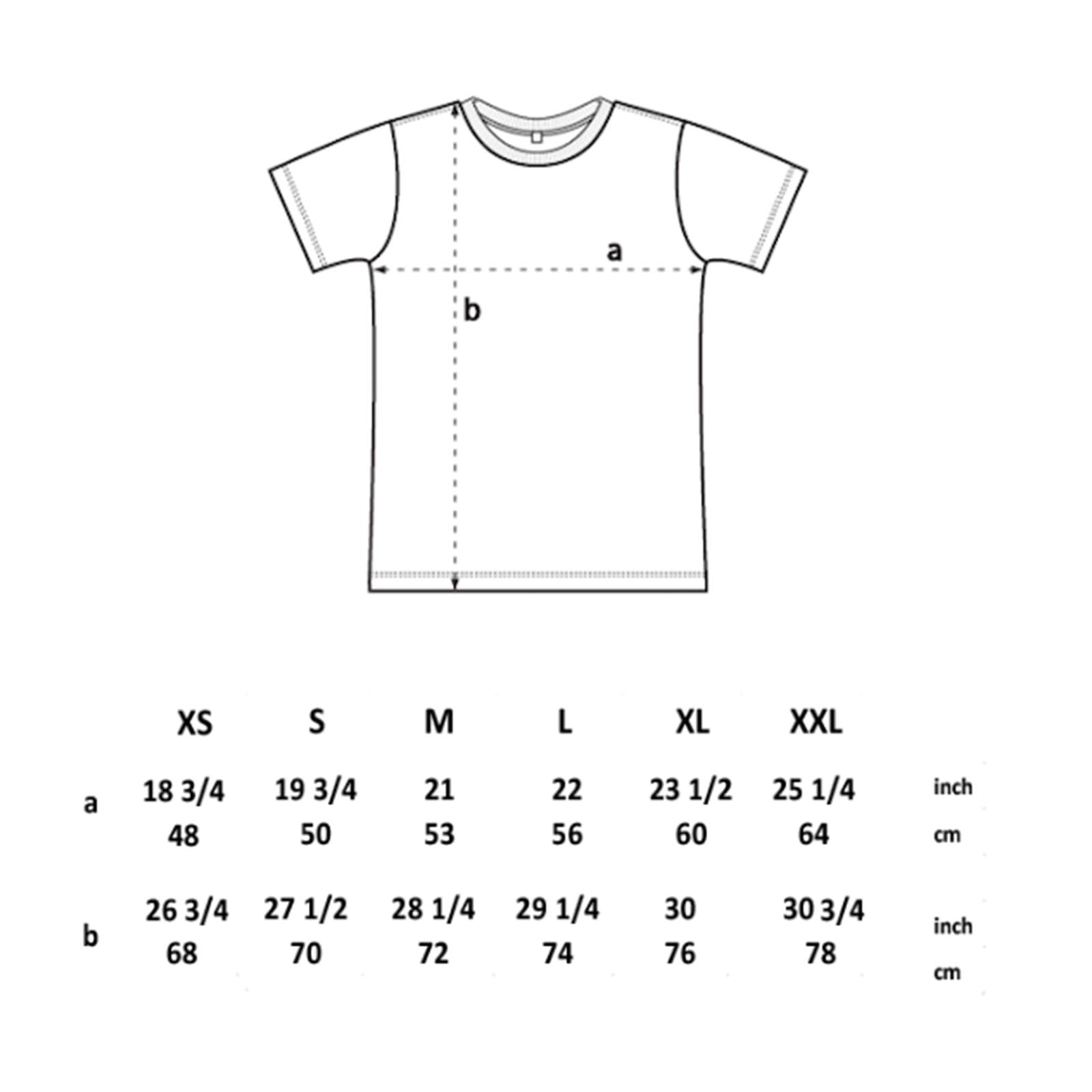 Mens Organic Cotton T-shirt Size Chart by South Beach Boardies