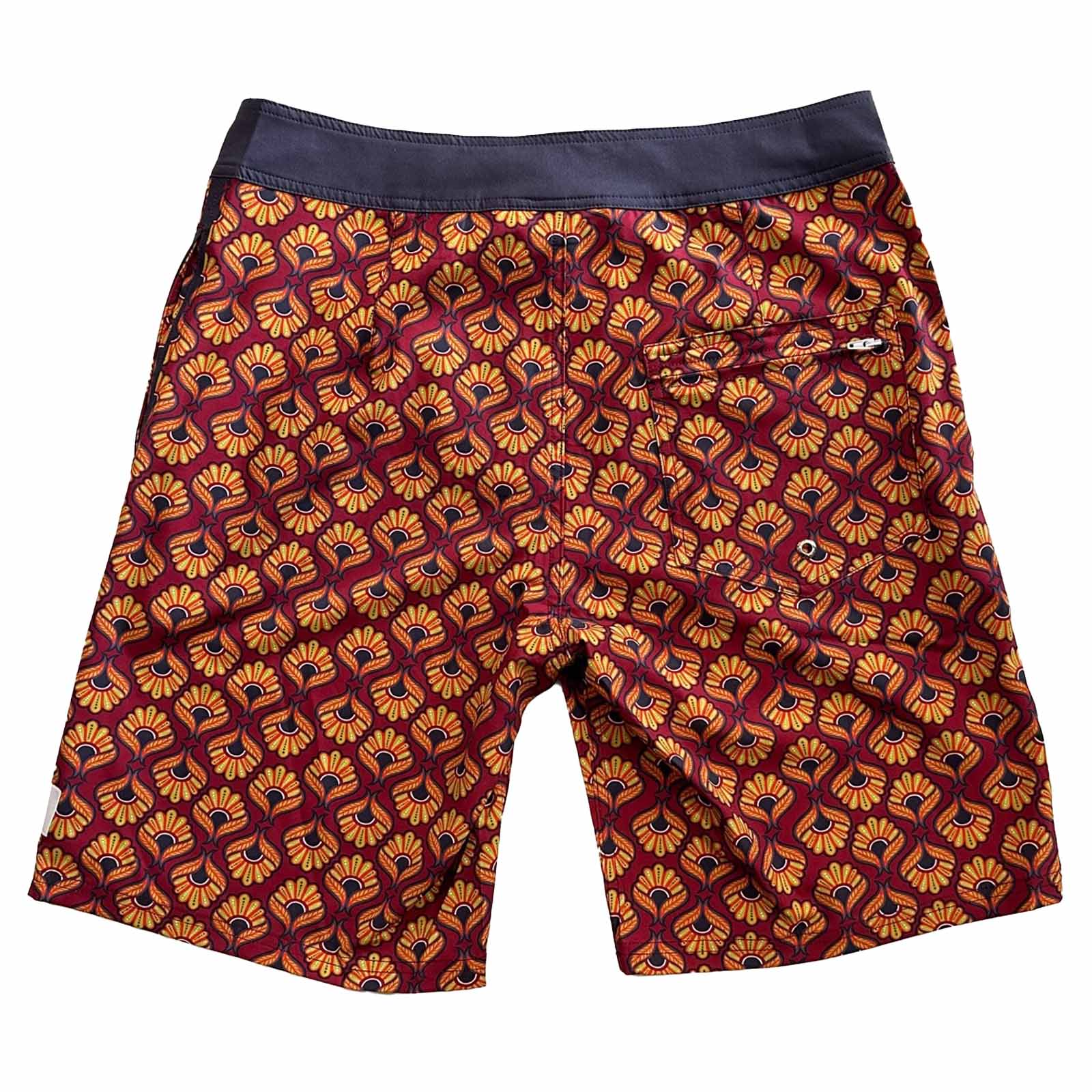 Mens Surfer Boardies from Recycled Plastic Bottles, Peacock print back