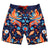 Mens Surfer Boardies from Recycled Plastic Bottles, Flourish print front view