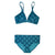 SBB WOMENS Matching Bikini and Bottoms FROM RECYCLED PLASTIC BOTTLES Peacock Blue print