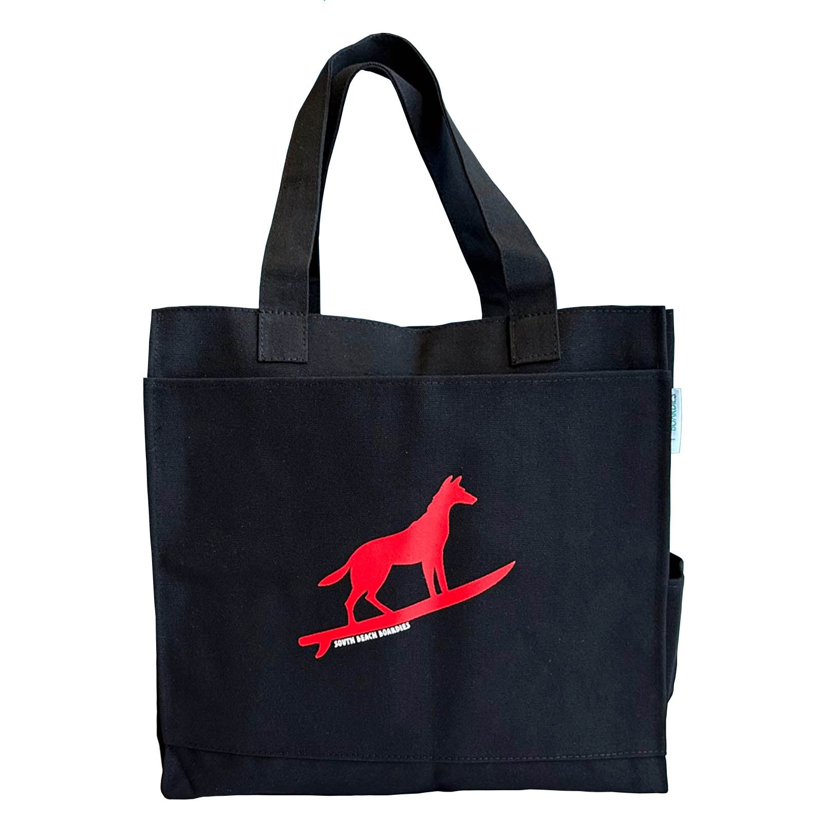 South Beach Boardies Canvas Shopper Tote, Surfing Dingo print