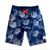 South Beach Boardies Kids Long Board Shorts in Baller football print made from recycled plastic bottles, front
