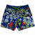 South Beach Boardies Kids Stretchy Trunks made from recycled plastic bottles, Djiti Djiti Willy Wagtail print, front copy 