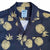 South Beach Boardies Men's Cubano Shirt made from Eucalyptus Tencel in Gold Pineapples print, close up of collar