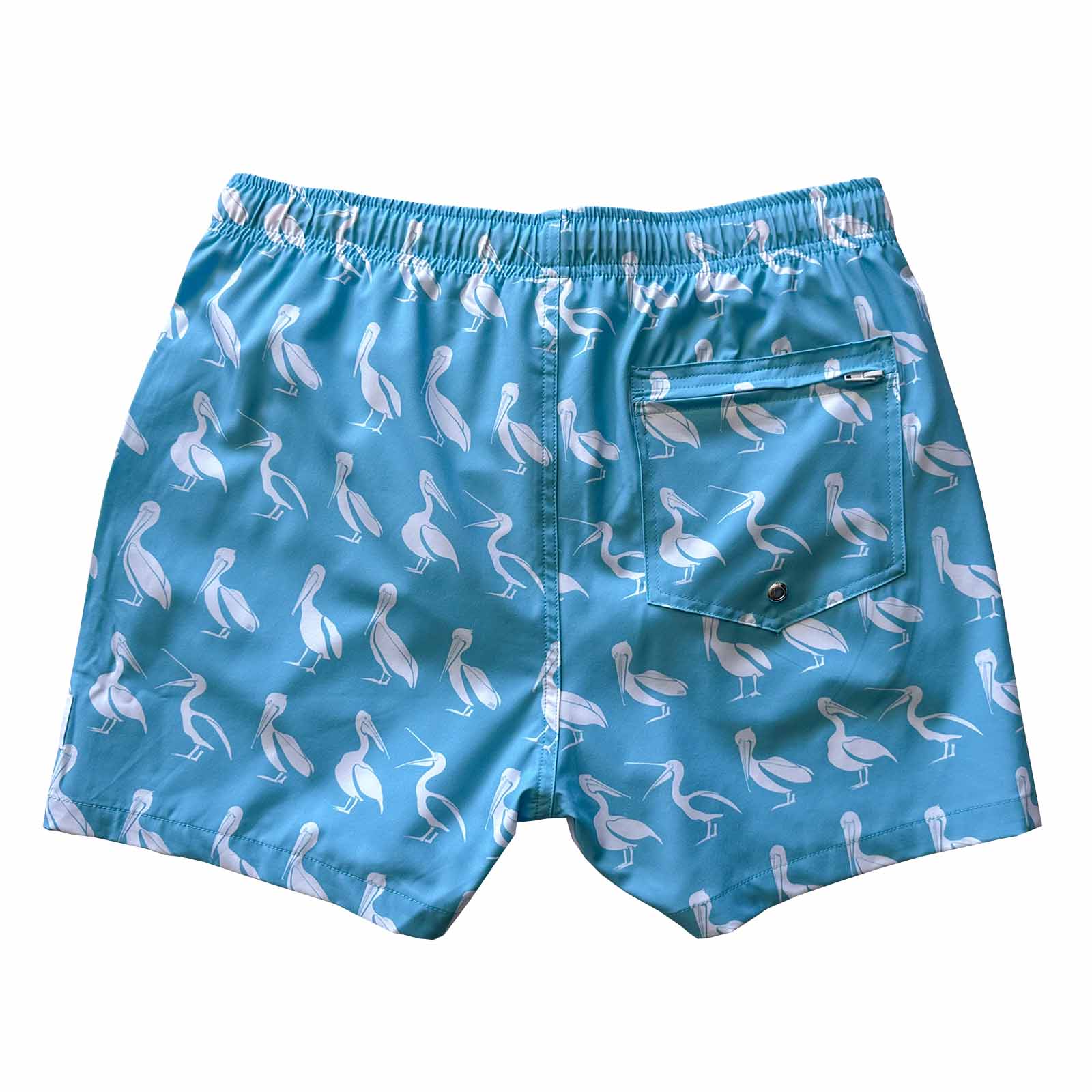 South Beach Boardies Mens Stretchy Trunks made from recycled plastic bottles, Pelican Briefs v2 print, back view