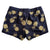 South Beach Boardies Women's Stretchy Shorts in Gold Pineapples, made from recycled plastic bottles, back view