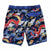 South Beach Boardies Kids Piping Board Shorts in Year of the Dragon print made from recycled plastic bottles, back view