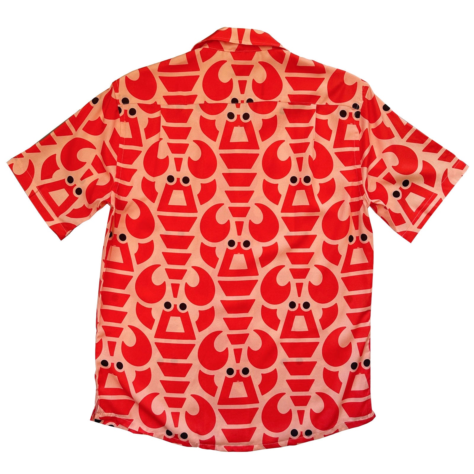 South Beach Boardies Men's Cubano Shirt made from Eucalyptus Tencel in Big Red Lobster print, back view