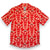 Red patterned lobster short on a peach background