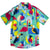 South Beach Boardies Men's Cubano Shirt made from Eucalyptus Tencel in Flamingto 1982 print, front view