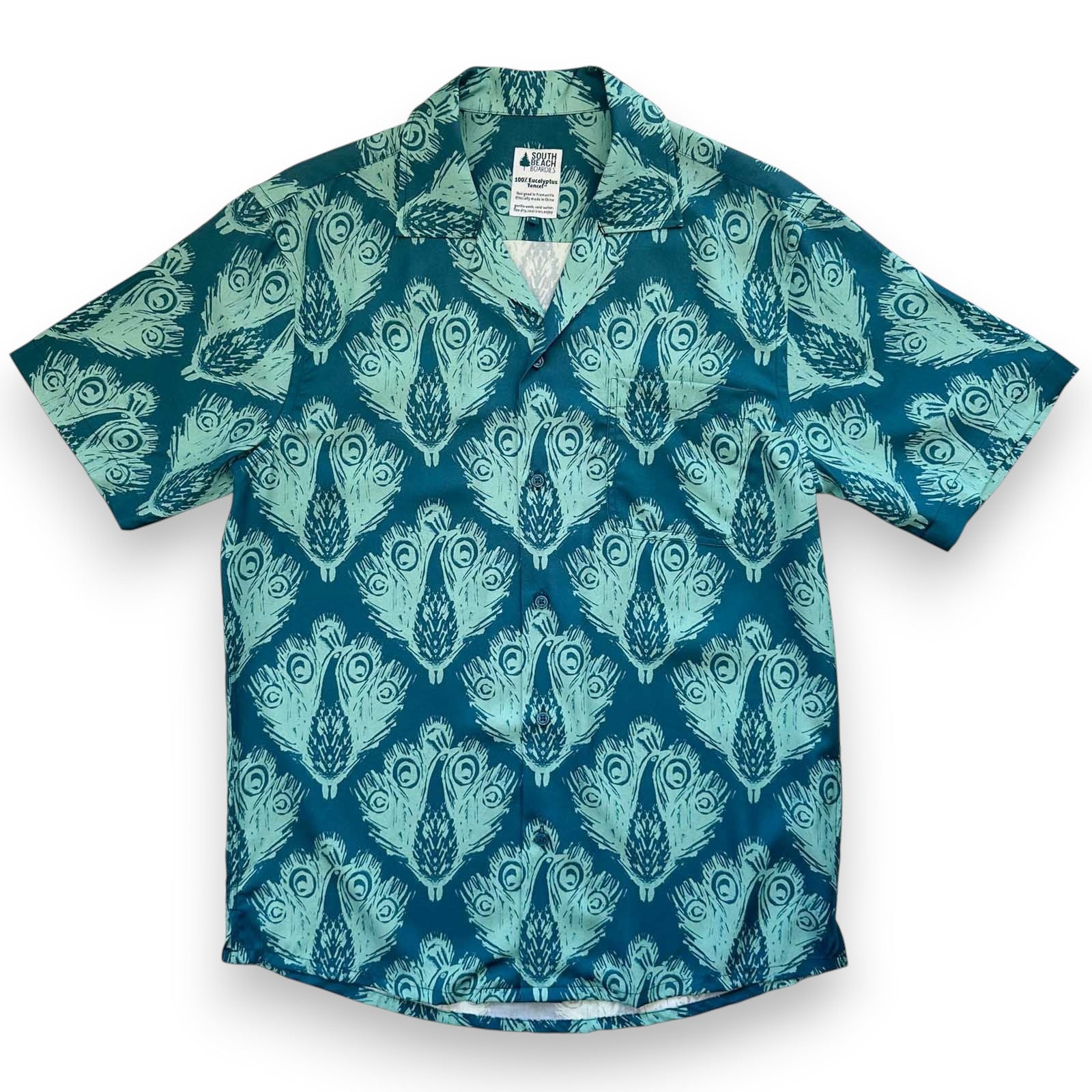 Bold Peacock Blue Cubano print by South Beach Boardies